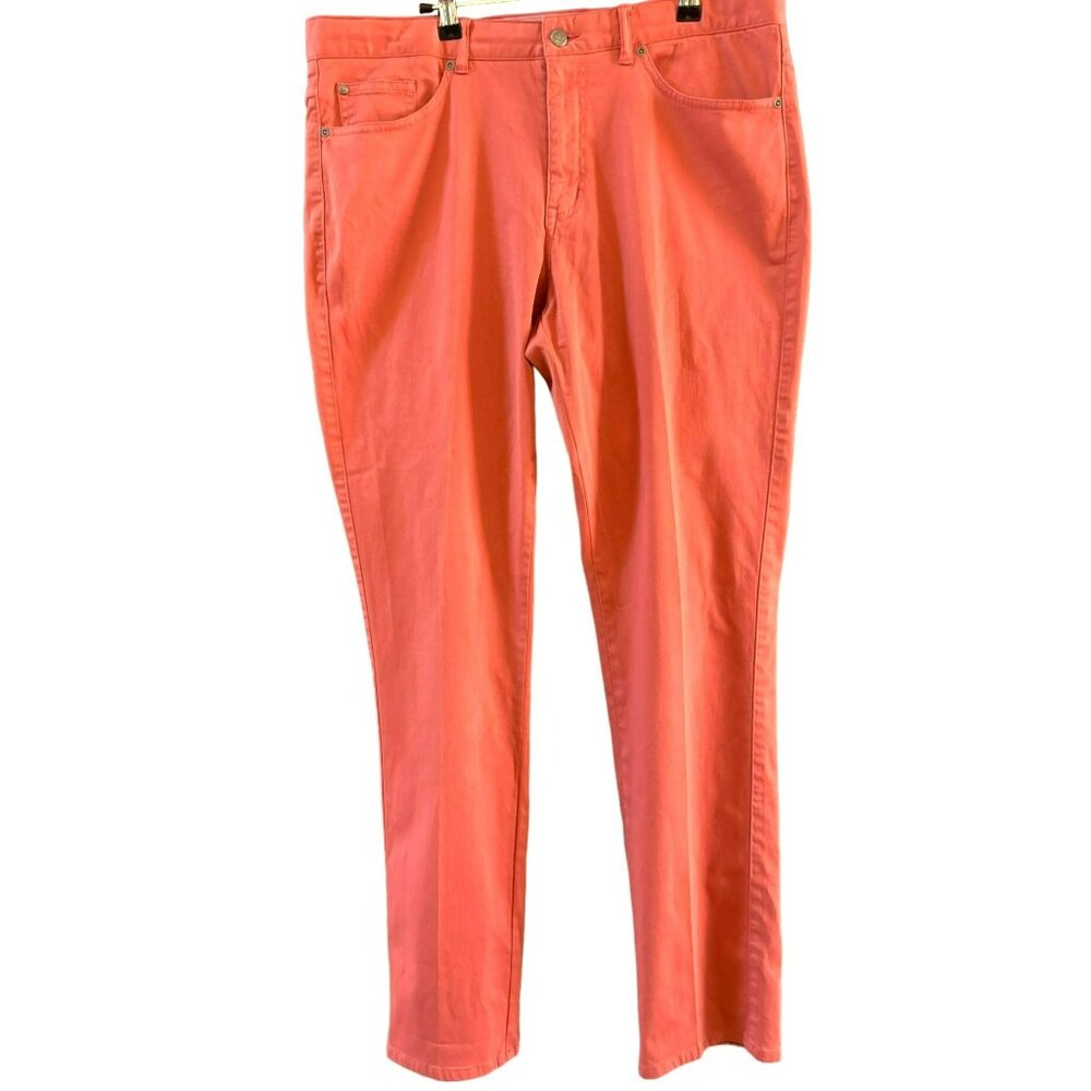 Peter Millar Men's Coral Red Ultimate Sateen Five-Pocket Pant Chinos 36 MS21B39